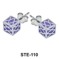 Enamel Cubic Stud Earring STE-110